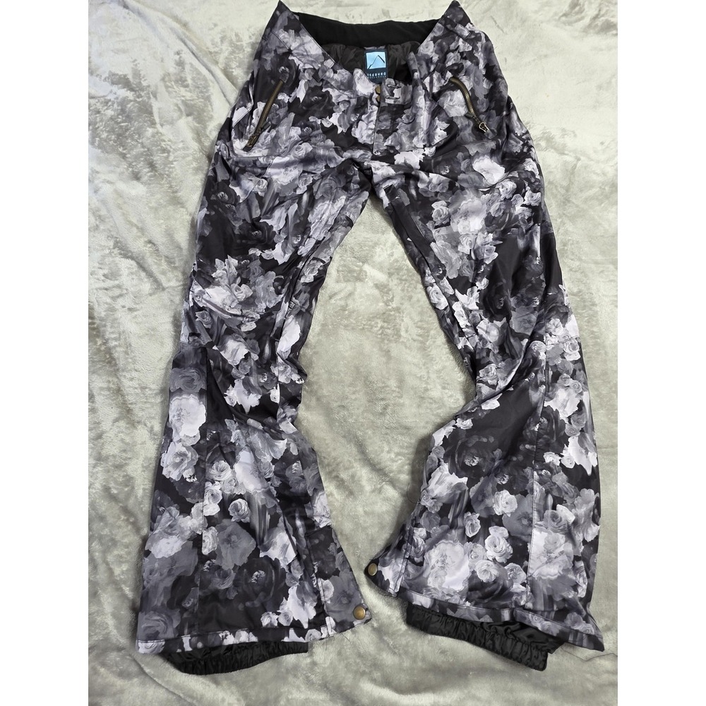 Iceburg Outerwear Womens XL Gray Floral Insulated Snow Pants Ski Boarding Flared